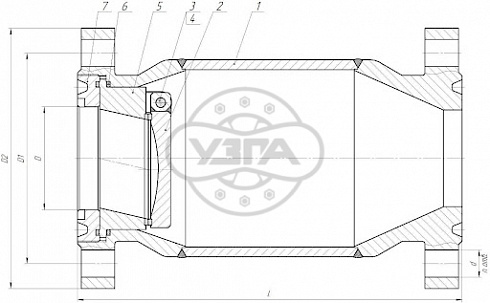 Клапан обратный поворотный фланцевый Dn100 Pn100 12Х18Н9Т