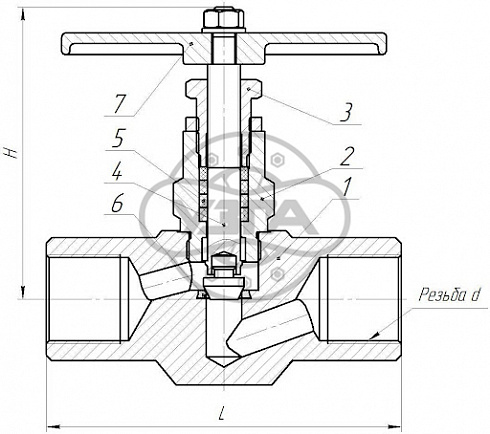 Клапан запорный Dn15 Pn10 муфтовый Ст. 20 15с68нж