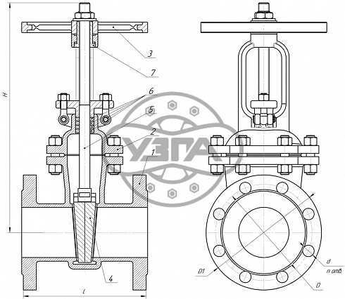 Задвижка клиновая литая фланцевая Dn150 Pn40 08Х18Н9 30нж15нж