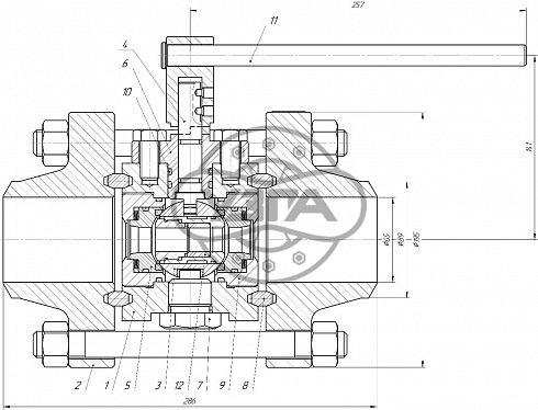 Кран шаровой дросселирующий (КШД) Dn65 Pn210 Ст. 09Г2С
