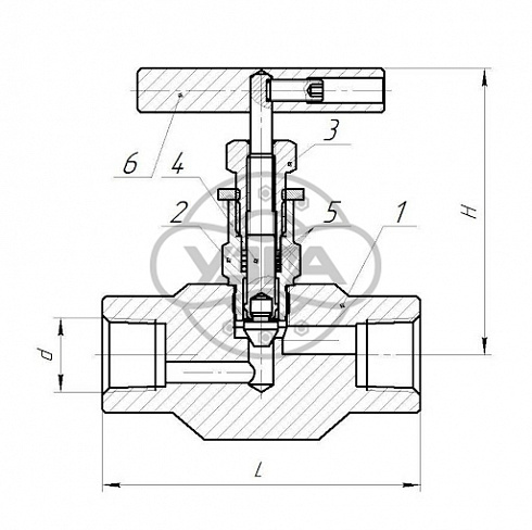 Клапан запорный Dn20 Pn160 муфтовый 09Г2С 15лс68нж-01