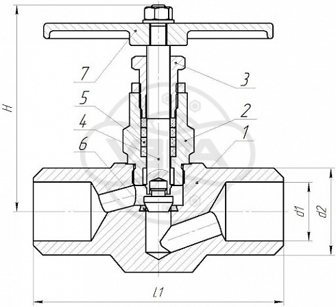 Клапан запорный Dn40 Pn40 под приварку Ст. 20 15с52нж